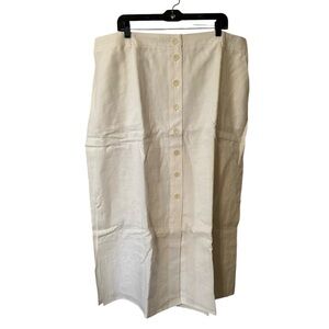 NWT Talbots White 100% Linen Button Front Maxi Skirt Womens 20W
